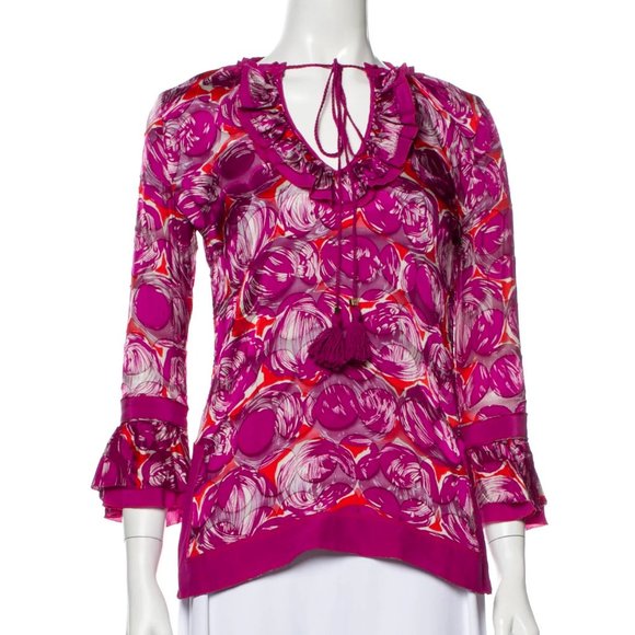 SOLD on eBay: Tory Burch Gwenna Tunic in Pink/Habanero Pepper, Size 0 - Picture 2 of 5